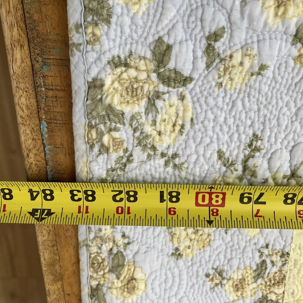 Vintage Yellow Floral Medallion Design Cotton Quilt 87"x83" - Picture 7 of 15